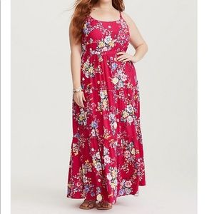 Torrid Raspberry Floral Challis Maxi Dress
